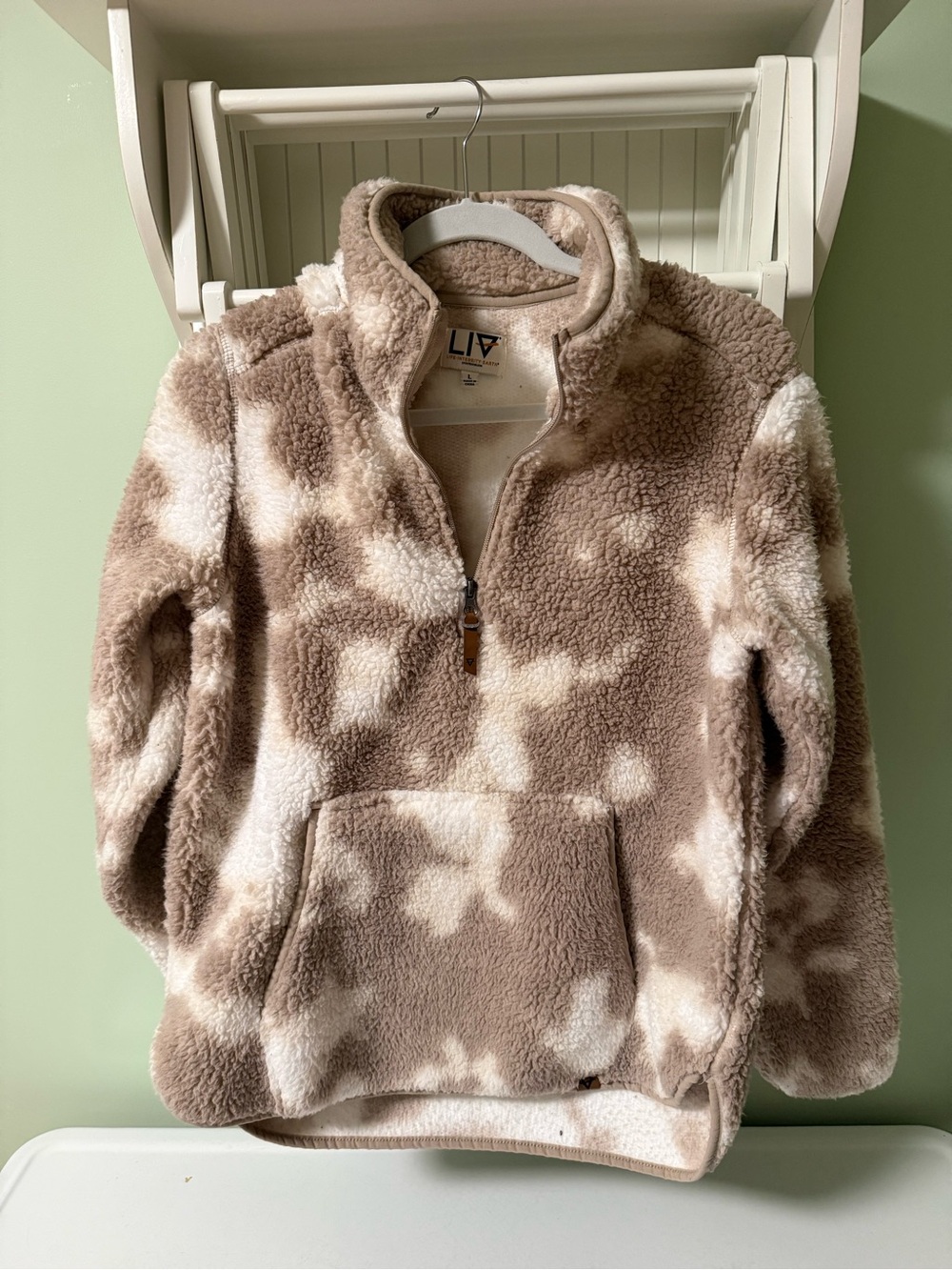 Women's Teddy Jacket - Taupe & Cream-L